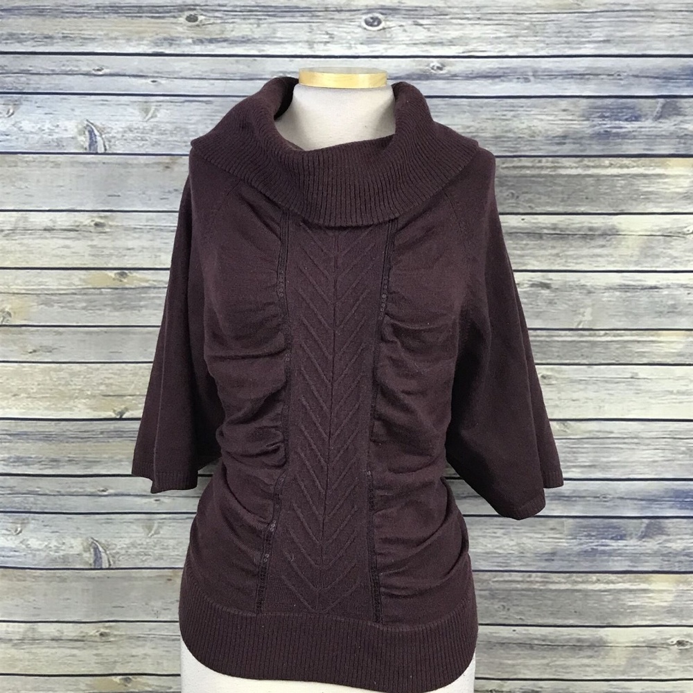 DKNY Jeans Womens Knit top Turtle Neck Maroon Wool